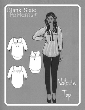 Cover Line Drawing - Valetta Top - Peasant Top Sewing Pattern by Blank Slate Patterns