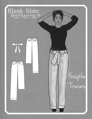 Line Drawing and Cover Image - Forsythe Trousers and Capris - Women's Trouser sewing pattern by Blank Slate Patterns