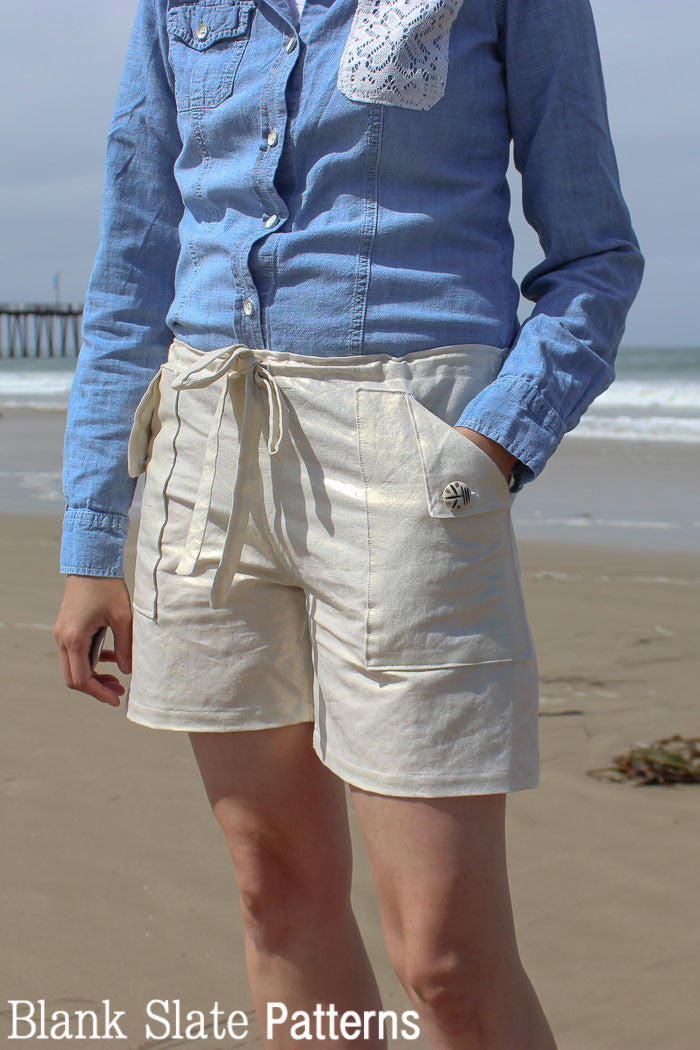 Oceanside Pants Sewing Pattern - Drawstring Waist Pants by Blank Slate Patterns