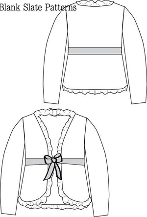 Ruffled Cardigan pdf sewing pattern by Blank Slate Patterns line drawing