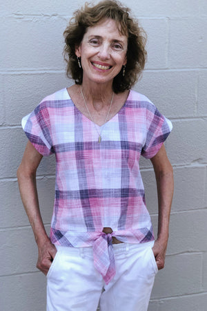 Tie front shirt - Esma - Boxy top woven t shirt pattern by Blank Slate Patterns
