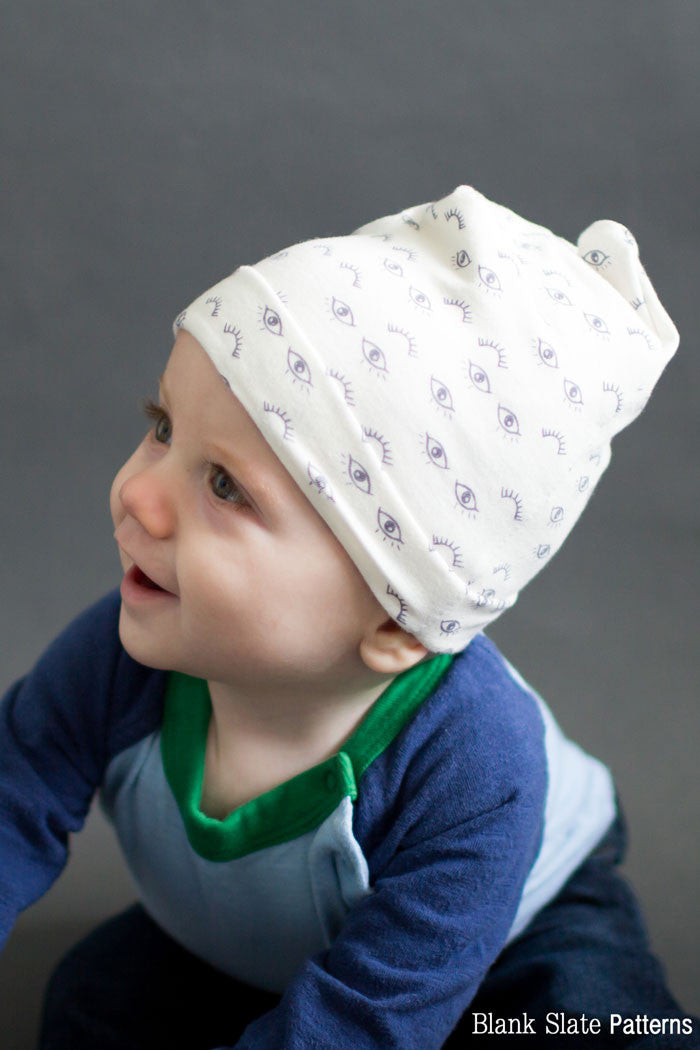 Child Size - Blank Slate Patterns Slouchy Beanie Hat Pattern - Sew a stretchy knit hat