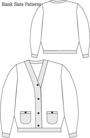  Cool Cardigan pdf sewing pattern from Blank Slate Patterns line drawing