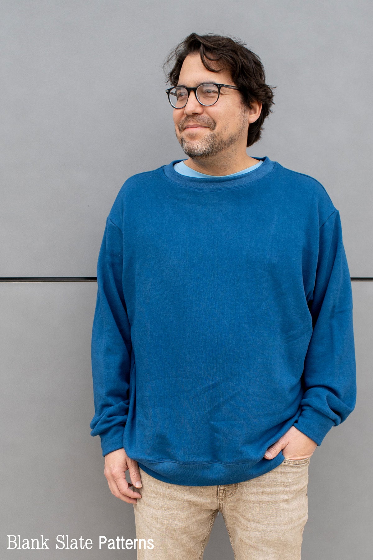 Men's sweatshirt sewing pattern with crew neck