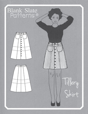 Cover - Tillery Skirt by Blank Slate Patterns - Snap Front Skirt Sewing Pattern - Denim Mini Skirt Pattern
