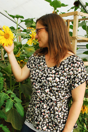 Floral shirt - Esma - Boxy top woven t shirt pattern by Blank Slate Patterns