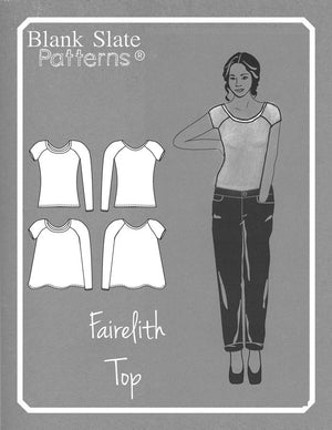 Line drawing - Fairelith Pattern - Ballet neck raglan t-shirt sewing pattern by Blank Slate Patterns 