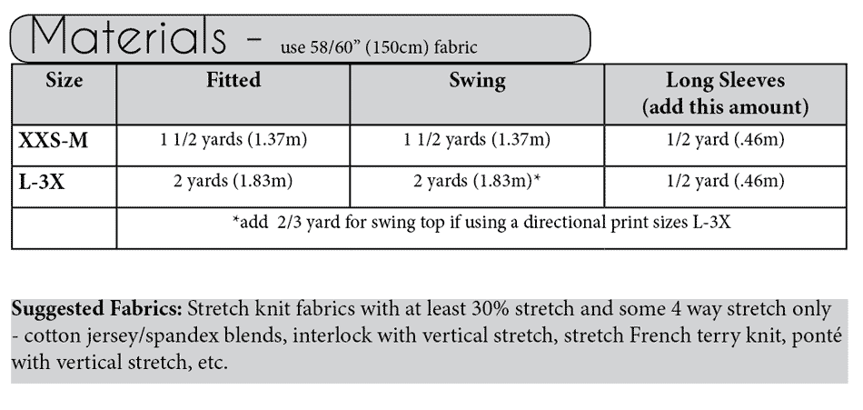 Materials - Fairelith Pattern - Ballet neck raglan t-shirt sewing pattern by Blank Slate Patterns 