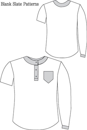 Hipster Henley pdf sewing pattern from Blank Slate Patterns line drawing