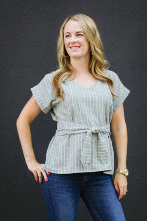 Esma with optional waist tie - Boxy top woven t shirt pattern by Blank Slate Patterns