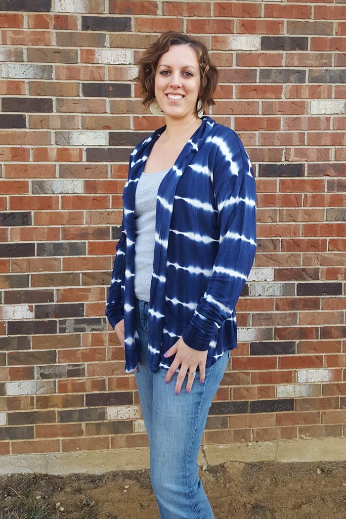 Tie Dye Stripes - Sora Pattern - Shawl collar sweater - pullover cardigan sewing pattern - women's cardigan sewing pattern - Blank Slate Patterns 