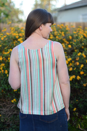 Easy to sew woven tank sewing pattern by Blank Slate Patterns back view