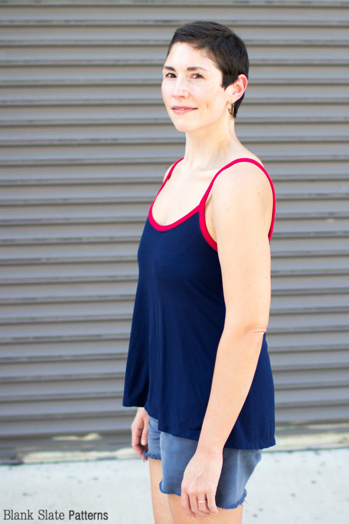Fitted Version - Kirei Camisole - Knit Tank Top Sewing Pattern by Blank Slate Patterns