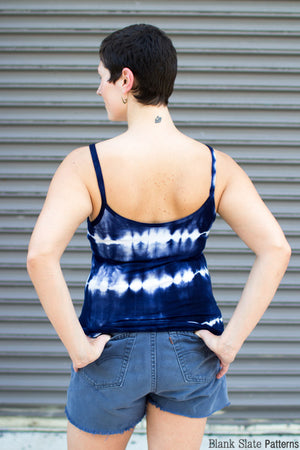 Back view - Kirei Camisole - Knit Tank Top Sewing Pattern by Blank Slate Patterns