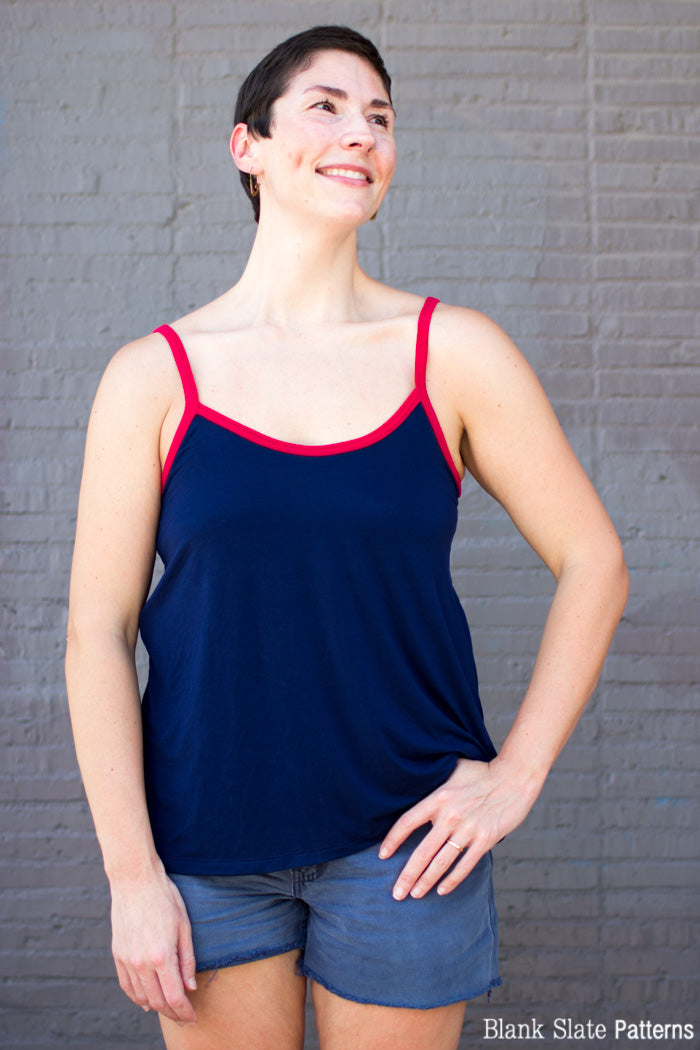 Tank with shelf bra - Kirei Camisole - Knit Tank Top Sewing Pattern by Blank Slate Patterns