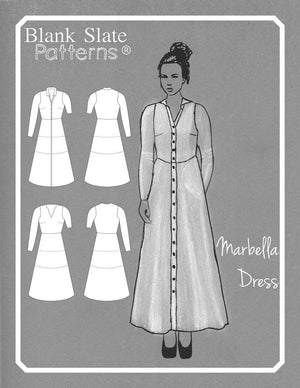 Line Drawing -  Marbella Dress sewing pattern by Blank Slate Patterns - Women's Knit Dress with Collar and Placket or Pullover with V Neck