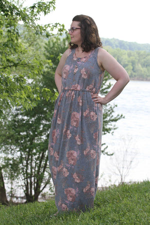 Catalina Dress Pattern by Blank Slate Patterns - Tank Maxi version with button placket