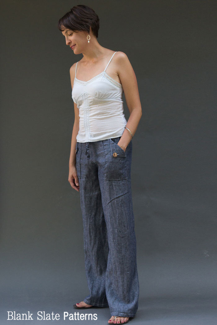 Oceanside Pants Sewing Pattern - Drawstring Waist Pants by Blank Slate Patterns