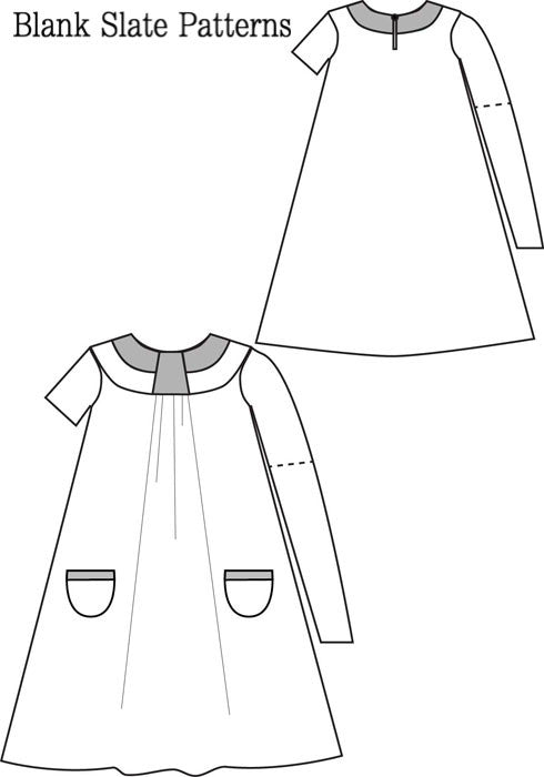 Pristine Swing Dress pdf sewing pattern by Blank Slate Patterns line drawing