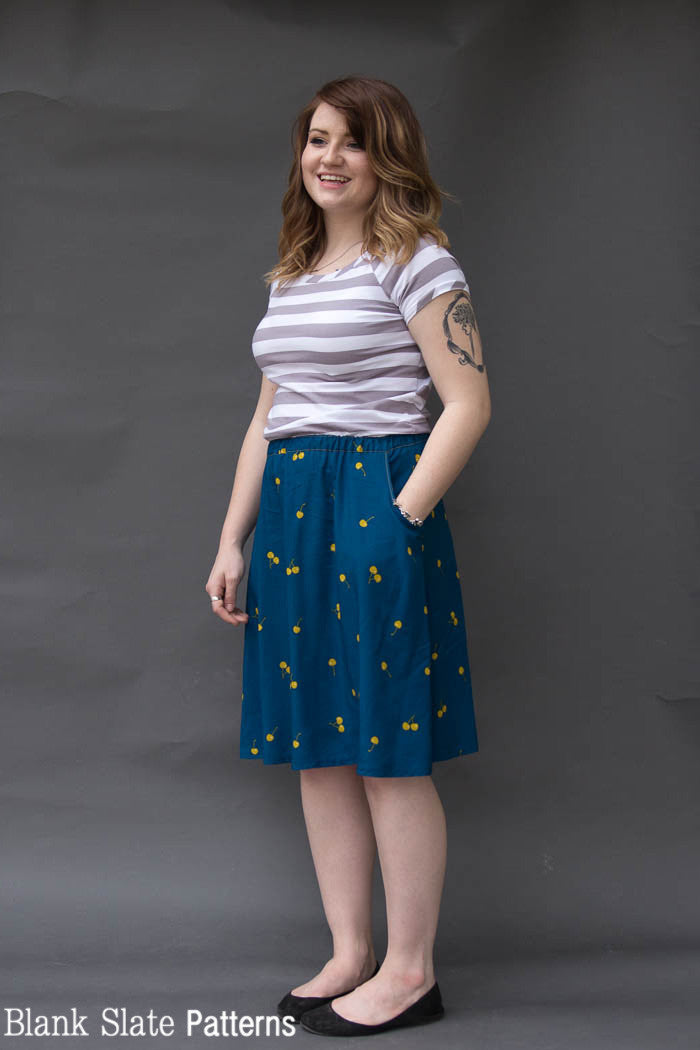 Rivage Raglan - women's raglan t-shirt, sweatshirt, and dress sewing pattern by Blank Slate Patterns. Show with the Marigold Dress in the skirt version. #wearhandmade