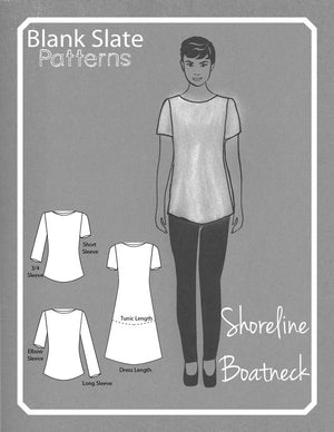 Shoreline Boatneck pdf sewing pattern by Blank Slate Patterns line drawing