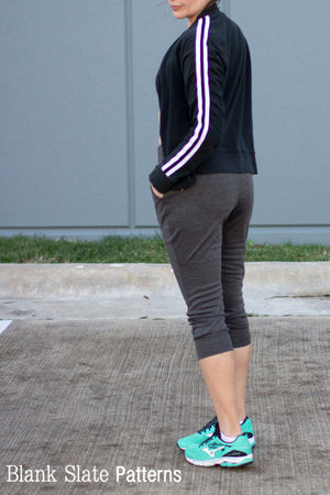 Capri back view - Skye Joggers Pattern - Womens Sweatpants Pattern - Sew Track Pants  - Blank Slate Patterns