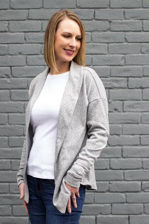 Sora Pattern - Shawl collar sweater - pullover cardigan sewing pattern - women's cardigan sewing pattern - Blank Slate Patterns 