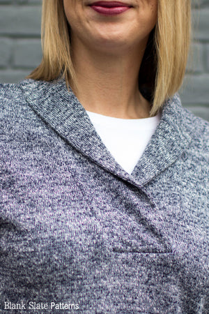 Sew with sweater knit - Sora Pattern - Shawl collar sweater - pullover cardigan sewing pattern - women's cardigan sewing pattern - Blank Slate Patterns 