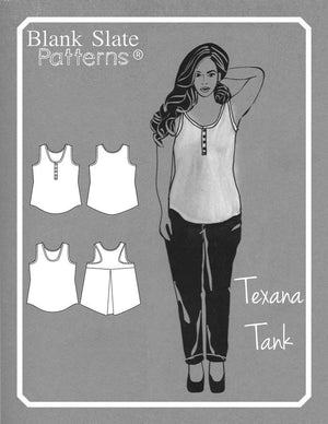 Line Drawing - Texana Tank - Knit Tank Top Sewing Pattern by Blank Slate Patterns