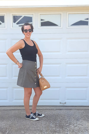 Tillery Skirt by Blank Slate Patterns - Snap Front Skirt Sewing Pattern - Denim Mini Skirt Pattern