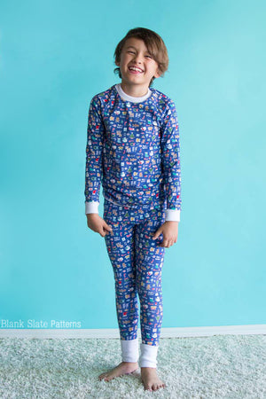 Dreamtime Jammies - Kids Pajama Pattern from Blank Slate Patterns - Holiday Pjs