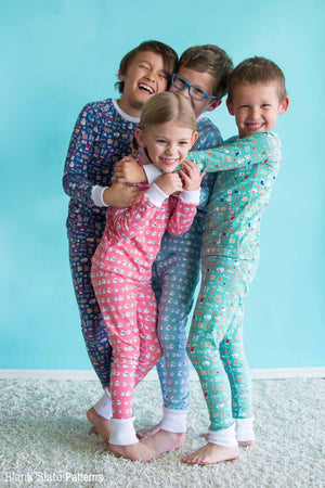 Dreamtime Jammies - Kids Pajama Pattern from Blank Slate Patterns - Christmas Pajamas Sisters