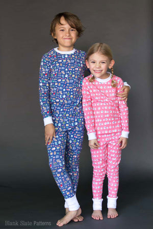 Dreamtime Jammies - Kids Pajama Pattern from Blank Slate Patterns - Sibling Christmas Pajamas