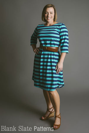 Shoreline Boatneck Dress Sewing Pattern by Blank Slate Patterns
