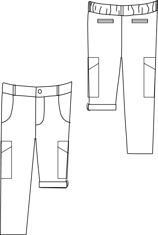 Coastal Cargos pdf sewing pattern from Blank Slate Patterns line drawing