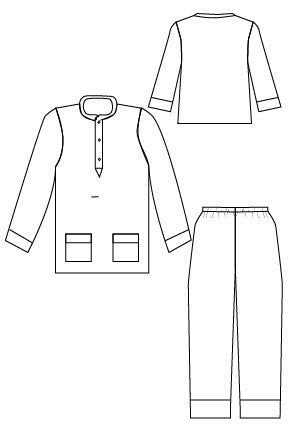 Pocket PJs pdf sewing pattern by Blank Slate Patterns line drawing