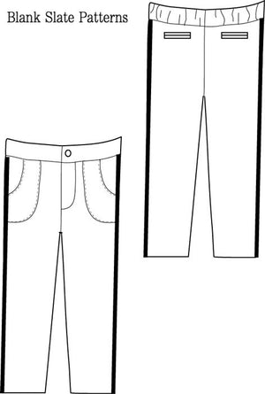 Trendy Tuxedo pdf sewing pattern by Blank Slate Patterns  line drawing pants